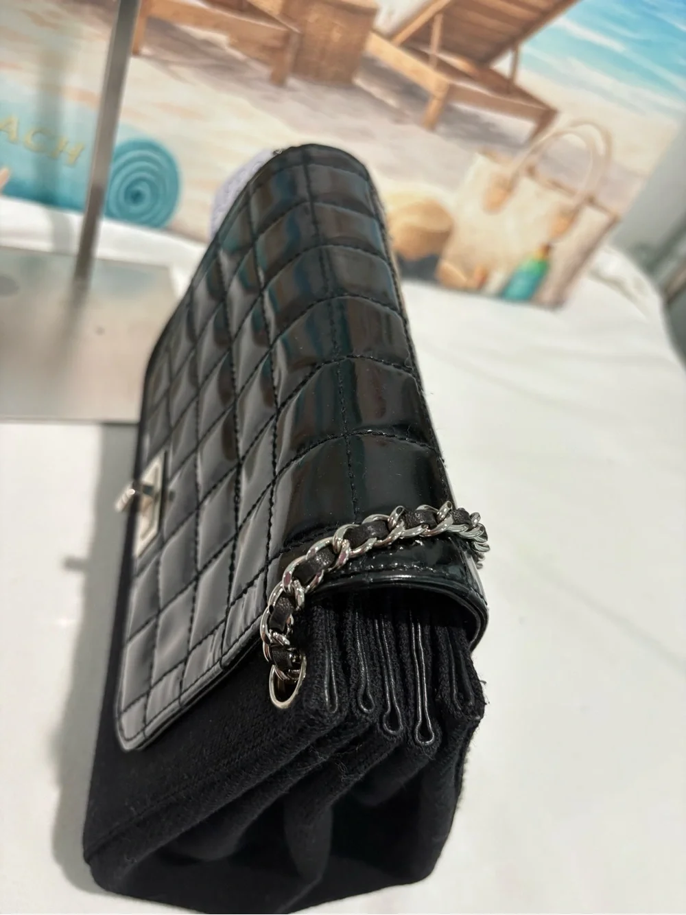 Authentic Chanel black Accordion Shoulder Bag w box duster and certificate